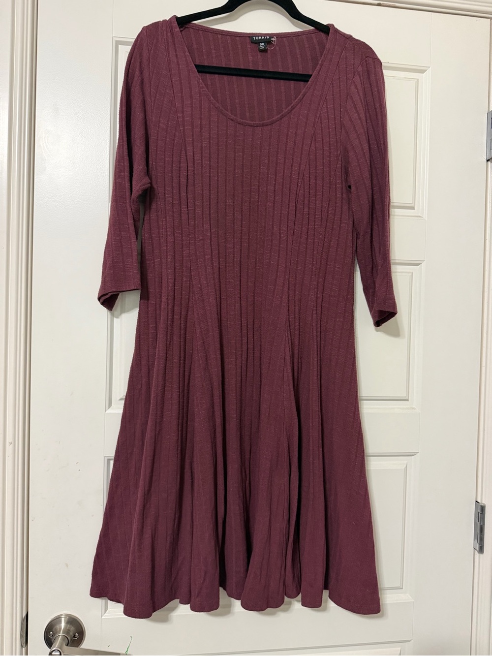 torrid Dusty Mauve Ribbed Midi Swing Dress